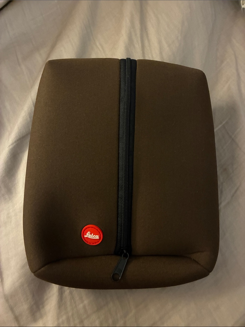 Leica Brown Camera Carry Case with Black Zip and Red Logo